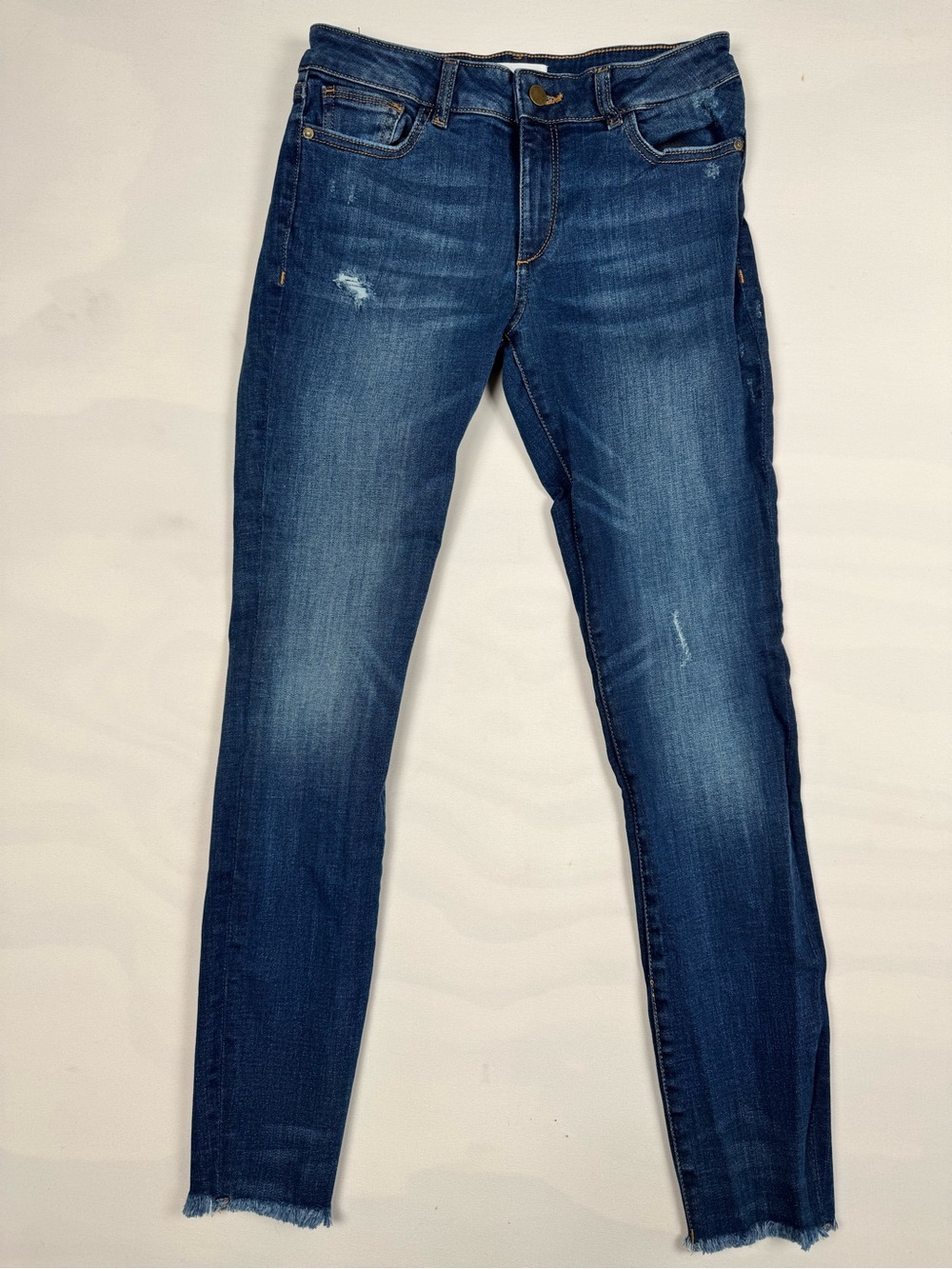 DL1961 Florence Instasculpt Skinny Jeans Aztec Blue Raw Hem Women’s 27